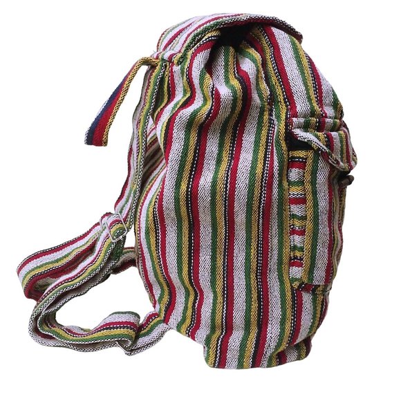 Vintage 90s Om Sai Ram Craft Nepal Backpack Boho Tapestry Tote Utility Travel - Picture 5 of 13